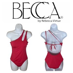 NEW BECCA Asymmetrical Tie Back One Piece Swimsuit